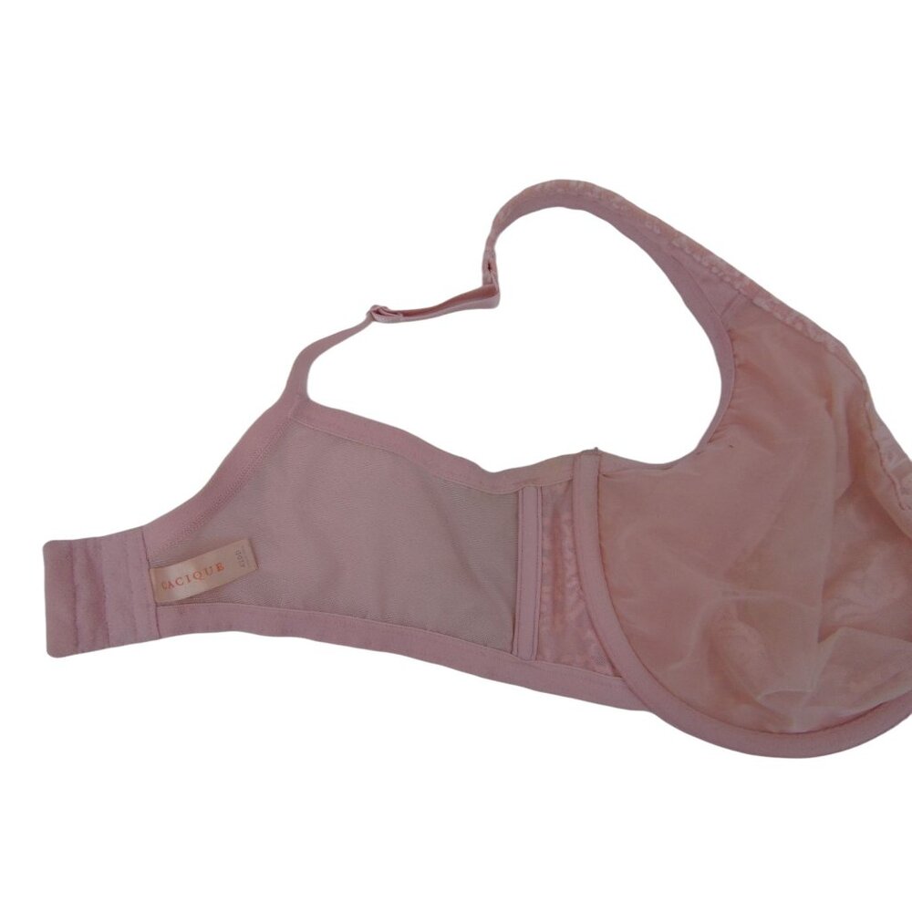 Cacique Light Pink Lace Sheer Bra 42DD 42 DD Unpadded Underwire Floral - Picture 10 of 11